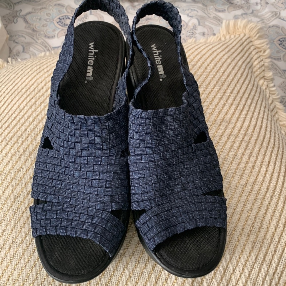 White mountain denim blue sandals